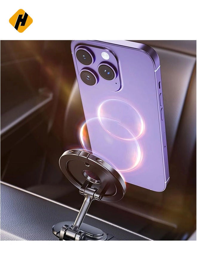 HuHa Magnetic Phone Car Mount - 360-Degree Rotating and Folding Stand for iPhone 15, 14, 13 Pro Max Plus with MagSafe Compatibility  - Image 4