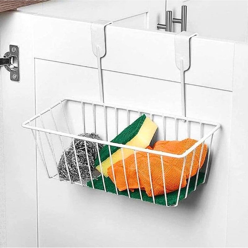 Go Hooked سلة معلقة فوق الباب منظم تخزين خزانة بيضاء موفرة للمساحة متعددة الاستخدامات أنيقة متينة فعالة حديثة عملية مريحة عبوة من 1 - Image 1
