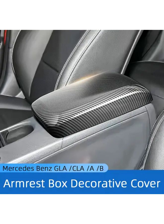 Carbon Fiber Texture Center Console Organizer Armrest Cover for Mercedes 2013 2019 - Image 1
