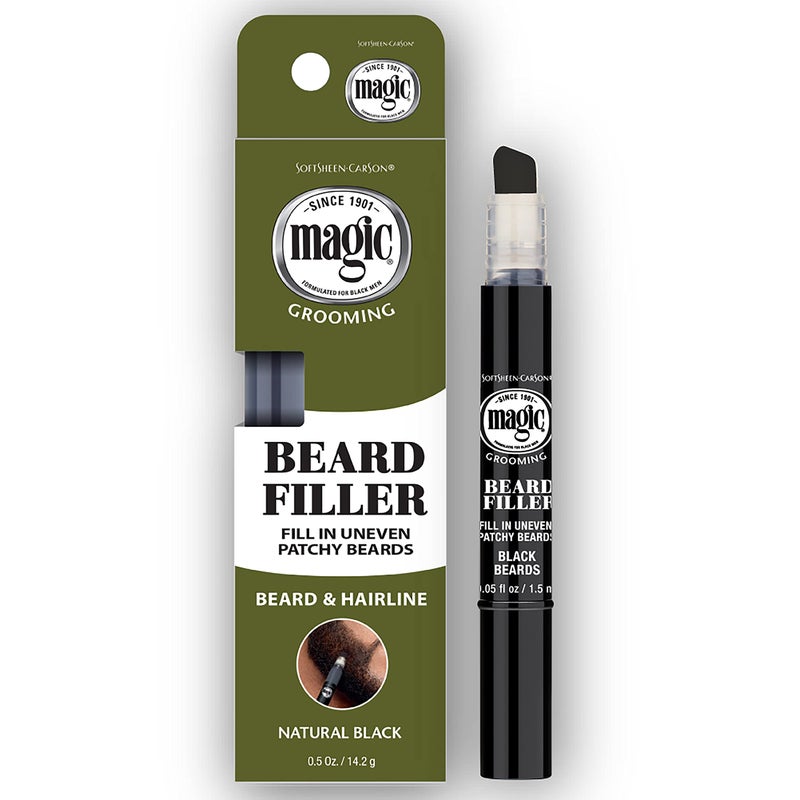 SoftSheen-Carson Magic Grooming Beard Filler Pencil Brush for Men, Waterproof, Fill in Patchy Beard & Cover Greys, Natural Black Shade, Black, 0.05 Fl Oz - Image 1