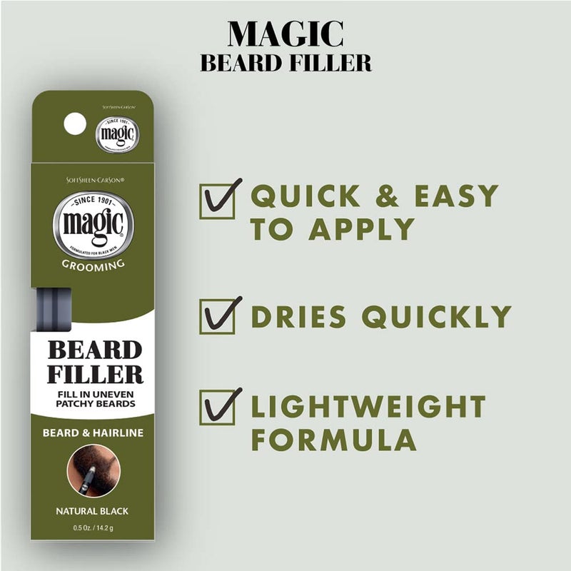 SoftSheen-Carson Magic Grooming Beard Filler Pencil Brush for Men, Waterproof, Fill in Patchy Beard & Cover Greys, Natural Black Shade, Black, 0.05 Fl Oz - Image 3