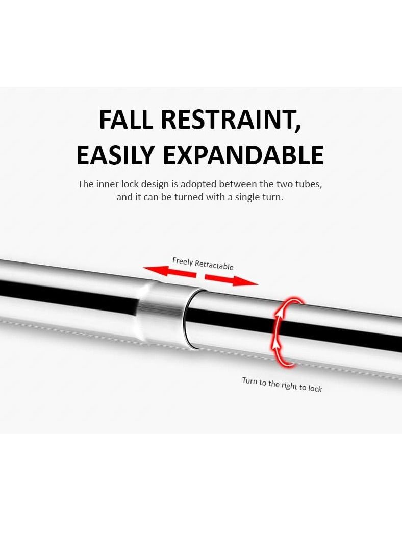 Rubik Shower Curtain Rod L Shape (60-80cm & 80-120cm) Tension Rod Adjustable Extendable Ends No Drill Adhesive Based Holders (Type E) - Image 3