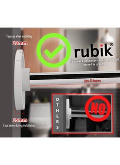 Rubik قضيب ستارة الحمام على شكل حرف L (60-80 سم و80-120 سم) قضيب شد قابل للتعديل ونهايات قابلة للتمدد بدون حفر حاملات لاصقة (النوع E)  - Image 4