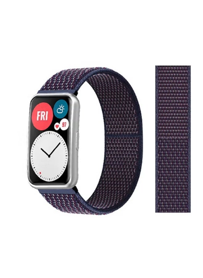 Nylon Replacement Strap for Huawei Watch Fit Black/Blue (2pcs) - Image 2