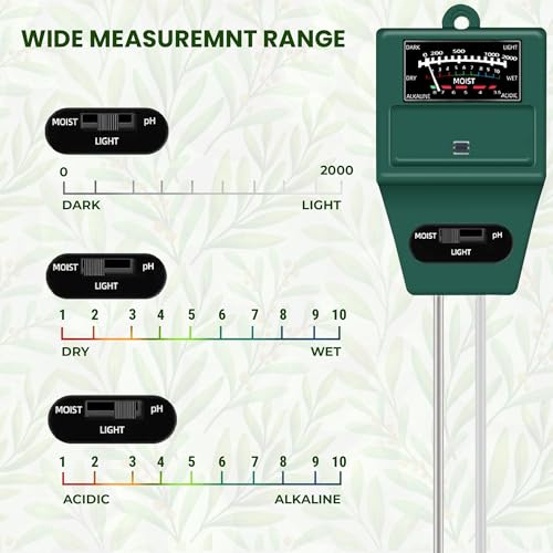Roots & Leaf Solar pH Meter for Soil Testing - New 3 in 1 Soil Moisture Sensor, Soil pH Meter for Agriculture & Solar Light Meter, Moisture Meter for Plants, Acidity Tester - Pack of 1 - Image 2