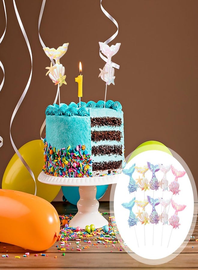 CAXUSD Mermaid Tail Cupcake Toppers 10 Pcs Lightweight Plastic Cake Picks for Birthday Party Dessert Decorations and Photo Props 4.33X3.54 Inches - Image 3