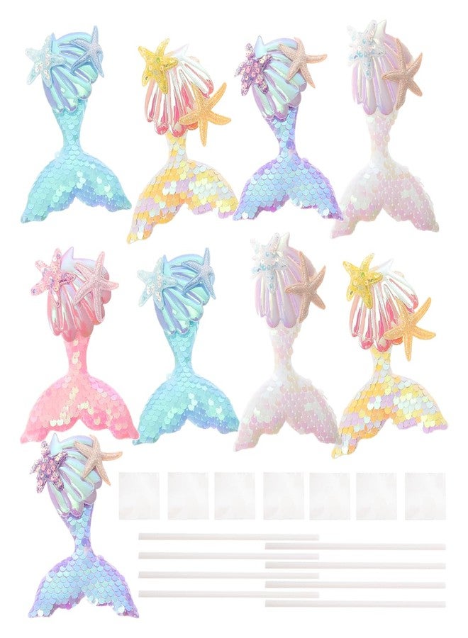 CAXUSD Mermaid Tail Cupcake Toppers 10 Pcs Lightweight Plastic Cake Picks for Birthday Party Dessert Decorations and Photo Props 4.33X3.54 Inches - Image 4