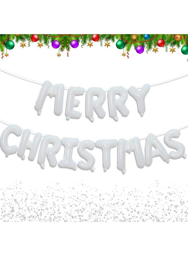 Tellpet Merry Christmas Balloons Banner, Christmas Party Decorations, White - Image 1