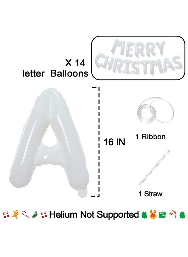 Tellpet Merry Christmas Balloons Banner, Christmas Party Decorations, White - Image 2