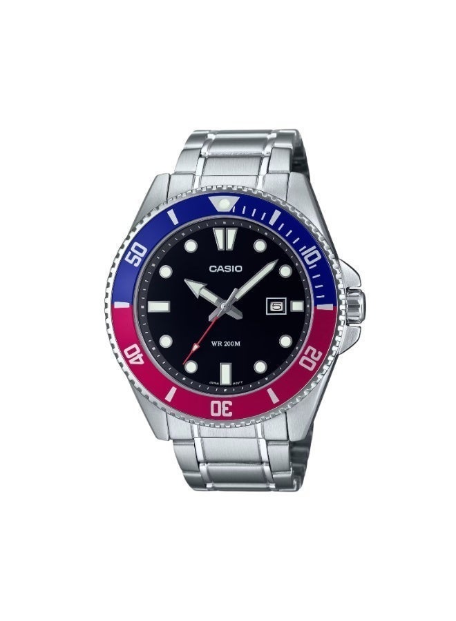كاسيو ساعة كاسيو للرجال MDV-107D-1A3V من الستانلس ستيل – مقاومة للماء حتى 200 متر، قرص أسود، عرض التاريخ - Image 1