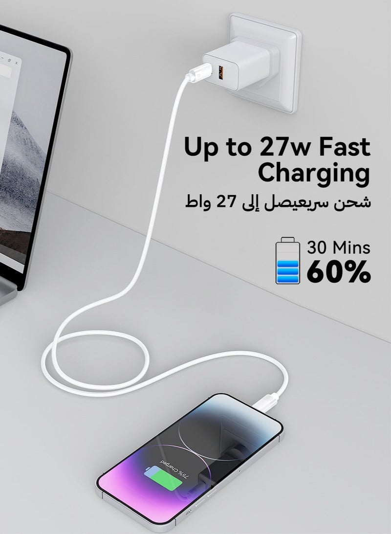 فو ميالتكنولوجيا المحدودة كابل بيانات USB-C إلى Lightning بقدرة 27 واط، مصنوع من السيليكون الناعم اللطيف على البشرة، أقصى قدرة خرج 27 واط، سرعة نقل بيانات 480 ميجابت في الثانية، متوافق مع أجهزة iPhone 14 Pro Max و13 و12 و11 وAirPods وسلسلة iPad، شحن سريع، حماية للبطارية، طول 1.2 متر - Image 3