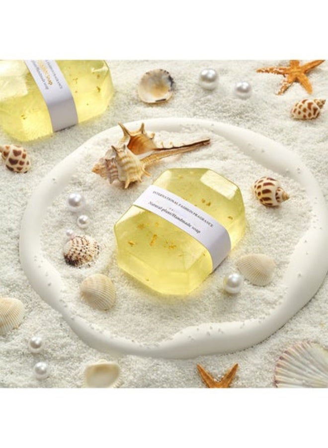 5 Pcs Gold Foil Diamond Soap, Handmade Cleansing for Face, Rich Foam Deep Gentle Cleaning Exfoliating Moisturizing Smoothing for For Washing Dirty - Image 2