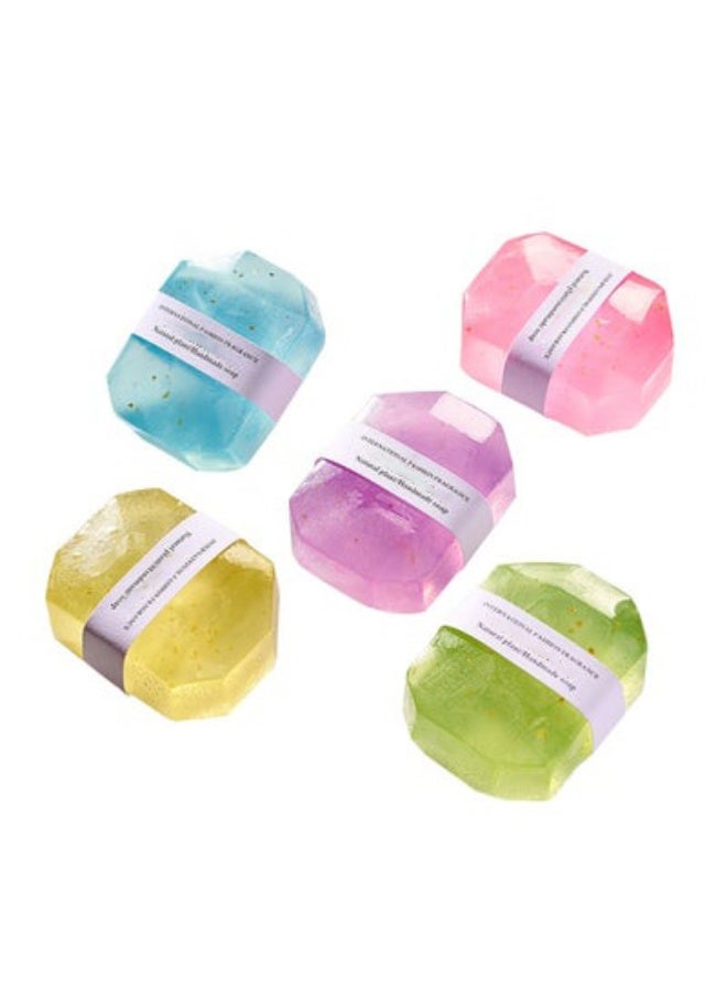 5 Pcs Gold Foil Diamond Soap, Handmade Cleansing for Face, Rich Foam Deep Gentle Cleaning Exfoliating Moisturizing Smoothing for For Washing Dirty - Image 4