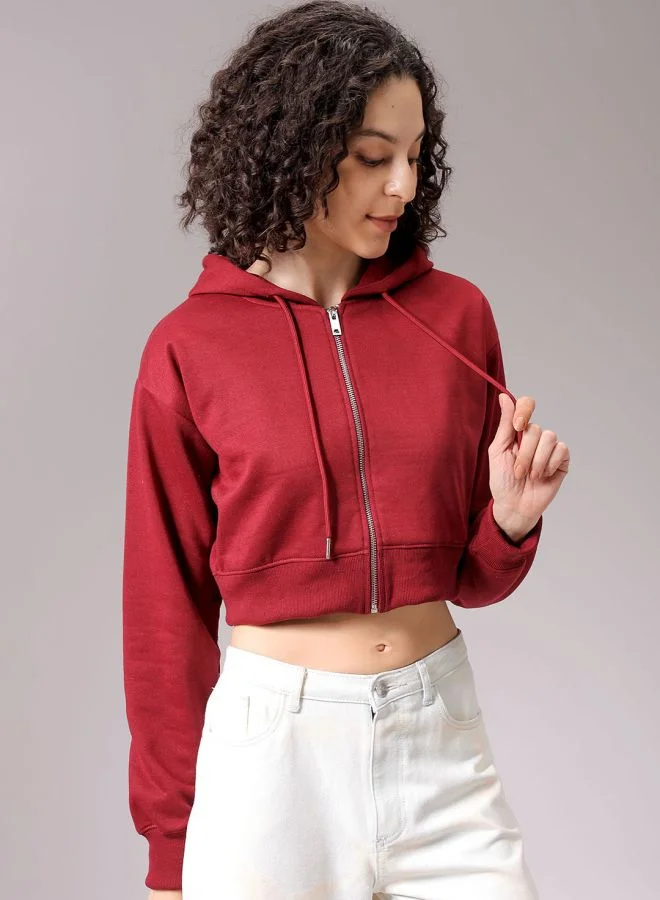 Freehand Women Relaxed Fit Solid Front Open Sweatshirt