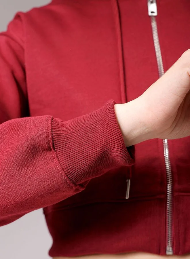 Freehand Women Relaxed Fit Solid Front Open Sweatshirt