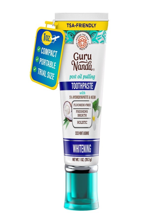 GuruNanda Travel Toothpaste with Hydroxyapatite, Travel-Size Toothpaste to Whiten Teeth & Freshen Breath, TSA-Friendly, Portable, Compact, Fluoride Free, Natural CocoMint Jasmine Neem, 1 oz - Image 1