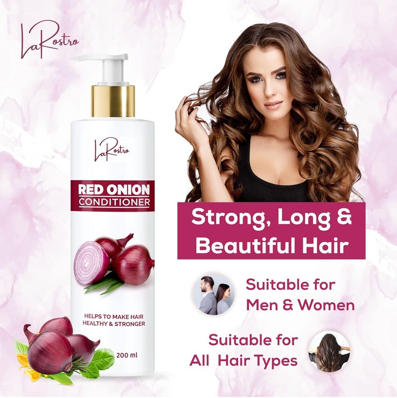 La Rostro Red Onion Conditioner With Red Onion Oil Improve Strength Of Hair Roots And Cells Also Makes Hair Healthy And Dandruff Free And Hair Fall Control 200ml Pack of 3 - Image 3
