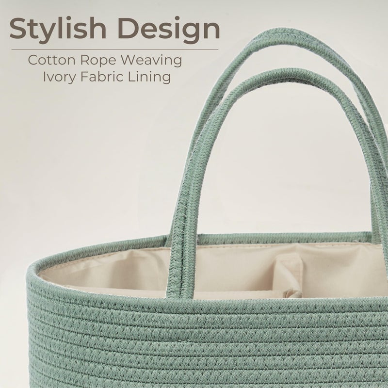 Kodomoore Diaper Caddy Organizer, Empty Gift Basket for Newborn Essentials, Baby Storage Basket, Stylish Gift Bag for Baby Shower, Boys and Girls â€“ Small, Sage Green - Image 5