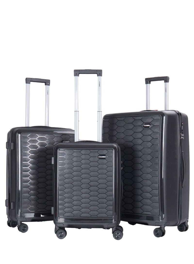 ستارجولد حقيبة أمتعة بعجلات من البولي بروبيلين الصلب من 3 قطع مع حقيبة سفر بقفل TSA - Image 1
