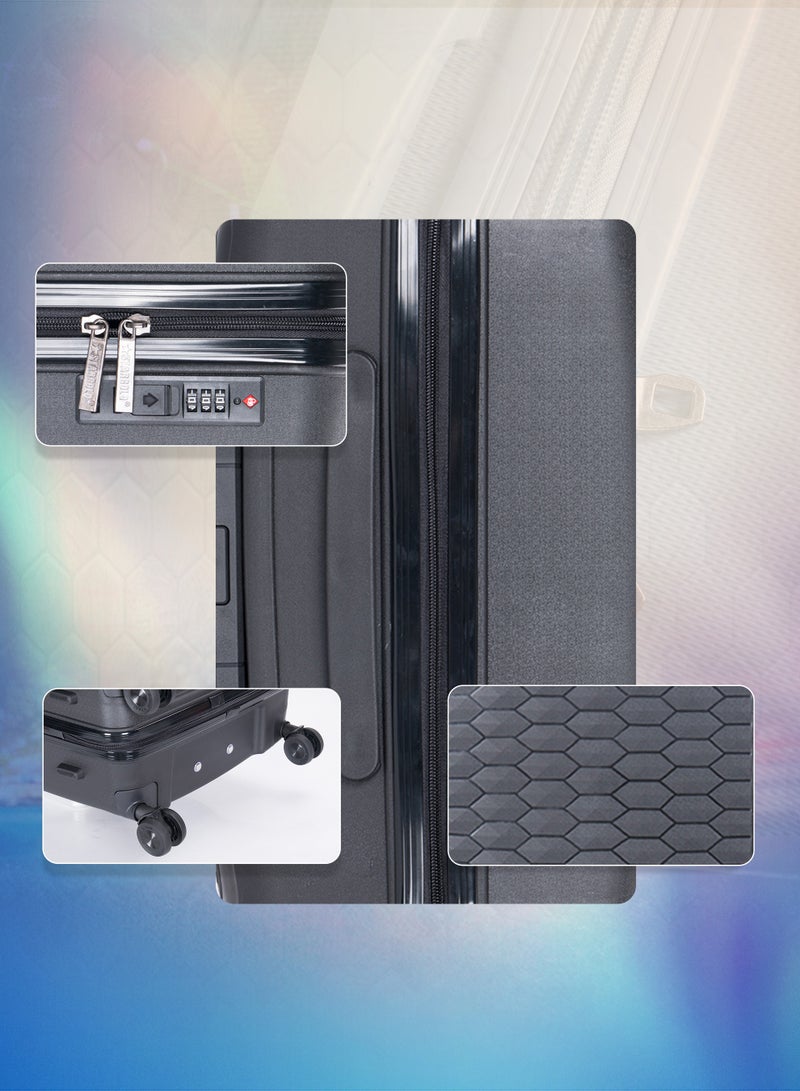 ستارجولد حقيبة أمتعة بعجلات من البولي بروبيلين الصلب من 3 قطع مع حقيبة سفر بقفل TSA - Image 4