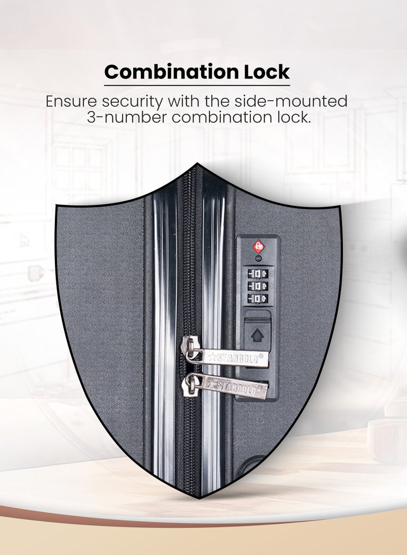 ستارجولد حقيبة أمتعة بعجلات من البولي بروبيلين الصلب من 3 قطع مع حقيبة سفر بقفل TSA - Image 3