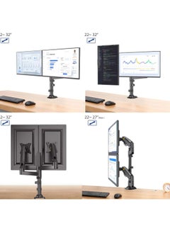 NB NORTH BAYOU NB North Bayou H180 Dual Monitor Mount - Adjustable for 17'' to 27'' Screens  - Image 4