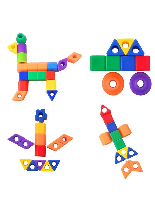KUTOI Plastic Lacing Beads for Kids With Fun Shapes, Long String, and Brilliant Colors - Educational Occupational Therapy Fine Motor Toys, Montessori for 3 Year Old and Above (70 Pcs) - Image 4