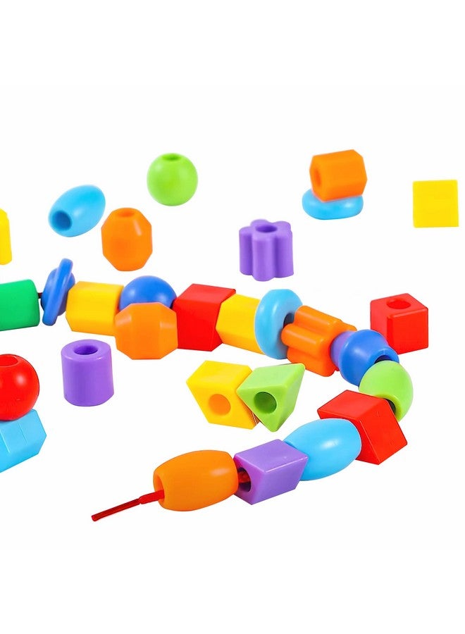 KUTOI Plastic Lacing Beads for Kids With Fun Shapes, Long String, and Brilliant Colors - Educational Occupational Therapy Fine Motor Toys, Montessori for 3 Year Old and Above (70 Pcs) - Image 3