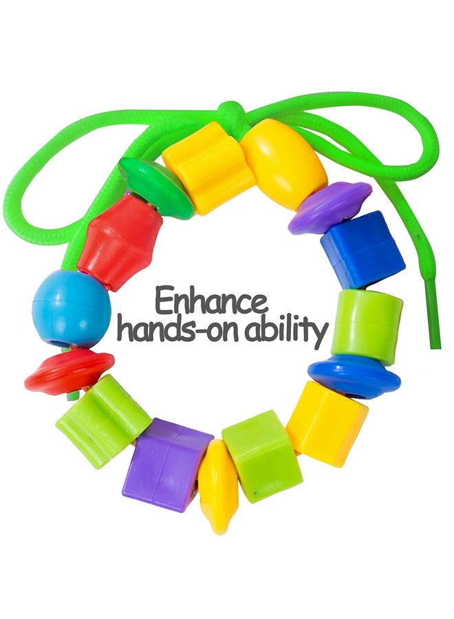 KUTOI Plastic Lacing Beads for Kids With Fun Shapes, Long String, and Brilliant Colors - Educational Occupational Therapy Fine Motor Toys, Montessori for 3 Year Old and Above (70 Pcs) - Image 5