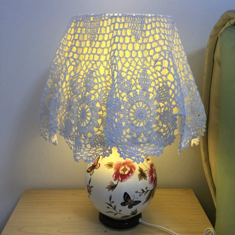 Damanni Beige Cotton Handmade Crochet Lace Tablecloth DoiliesRound27 Inch - Image 4