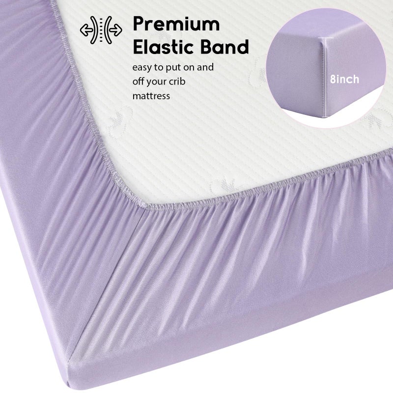 Yoofoss Baby Crib Sheets for Boys Girls, Fitted Crib Sheet 2 Pack for Standard Crib and Toddler Mattress, Super Soft Microfiber Baby Sheet 28x52x8in(Purple+Unicorn) - Image 3