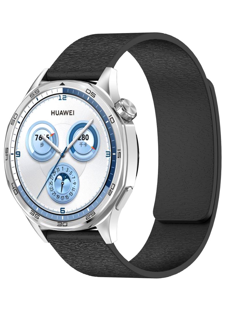 Soft and Skin Friendly Silicone Sport Watch Strap, Magnetic Suction Watchband for HUAWEI Watch GT 5/GT6 Black - Image 2