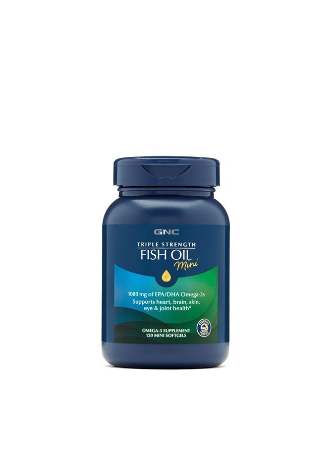 GNC Triple Strength Fish Oil Mini,120 Mini Softgels - Image 1