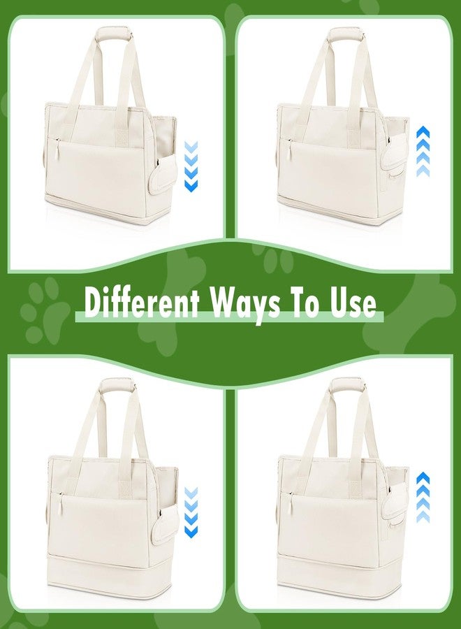 SIDESUGAR Dog Purse Carrier for Small Dogs Under 10 lbs with Pockets Adjustable Soft Sided Pad Extendable Dog Carriers Tote for Puppies with Safety Leash Clip for Travel Shopping (Apricot) - Image 5