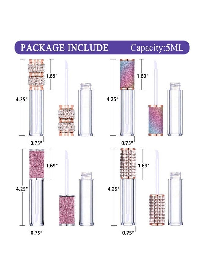 AMORIX 20 Pack Diamond Lip Gloss Tubes With Wand 5Ml Empty Rhinestone Cute Lipgloss Bottles/Containers Crystal Lip Gloss Supplies Kit + 2Pcs Syringes + Labels For Diy Lip Gloss Base - Image 4