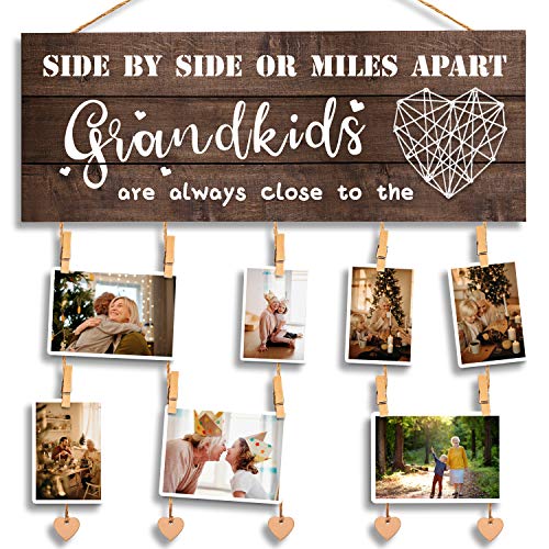 GEMTEND Grandma Gifts Nana Photo Holder, Gifts for Grandmother Present from Granddaughter and Grandson, Clips and Twine for Photo Hanging, Grandkids Photo Frame for The Best Grammy Ever Gift - Image 1