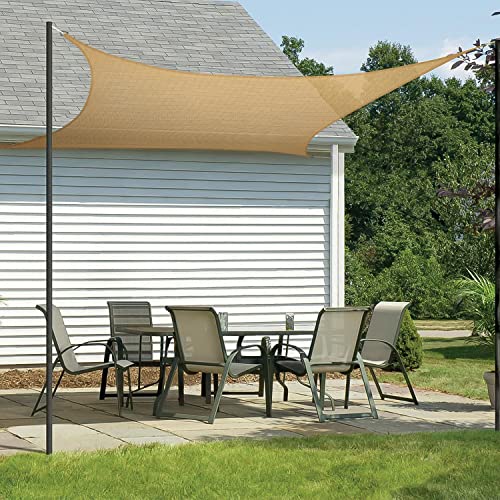 HIPPO Rectangle Shade Sail Affordable & Premium 150 GSM Sun Shade UV Block for Outdoor Patio Car Parking (Beige, 9.5FTX13FT) - Image 1