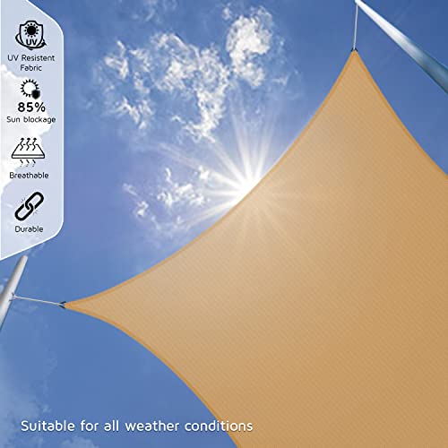 HIPPO Rectangle Shade Sail Affordable & Premium 150 GSM Sun Shade UV Block for Outdoor Patio Car Parking (Beige, 9.5FTX13FT) - Image 2