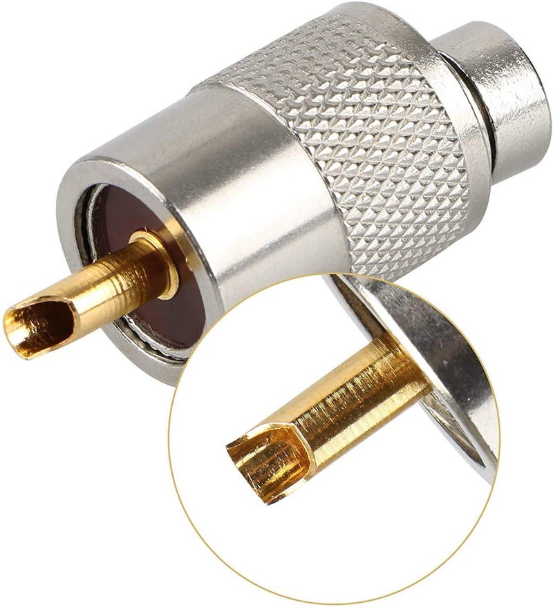 Linkhood 5 Pack UHF PL259 Solder Connector Plug with Reducer for RG8x, RG8, RG59, LMR-400, RG-213 Coaxial Coax Cable，Teflon Material 50ohm Low Loss RFAdapter Compatiable with Ham Radio Antenna (5-Pack) - Image 4