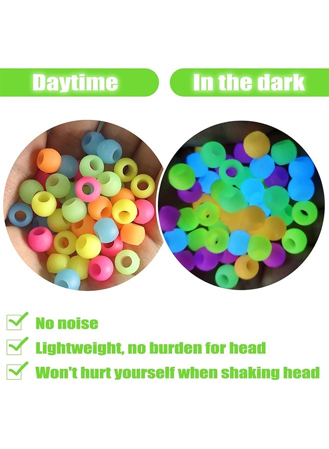 Silicone Hair Beads Glow in The Dark for Kids Girls Braids, 50pcs Soft Colorful Pony Beads Bulk for Kids Girls Women Hair Accessories for Braids - Image 2