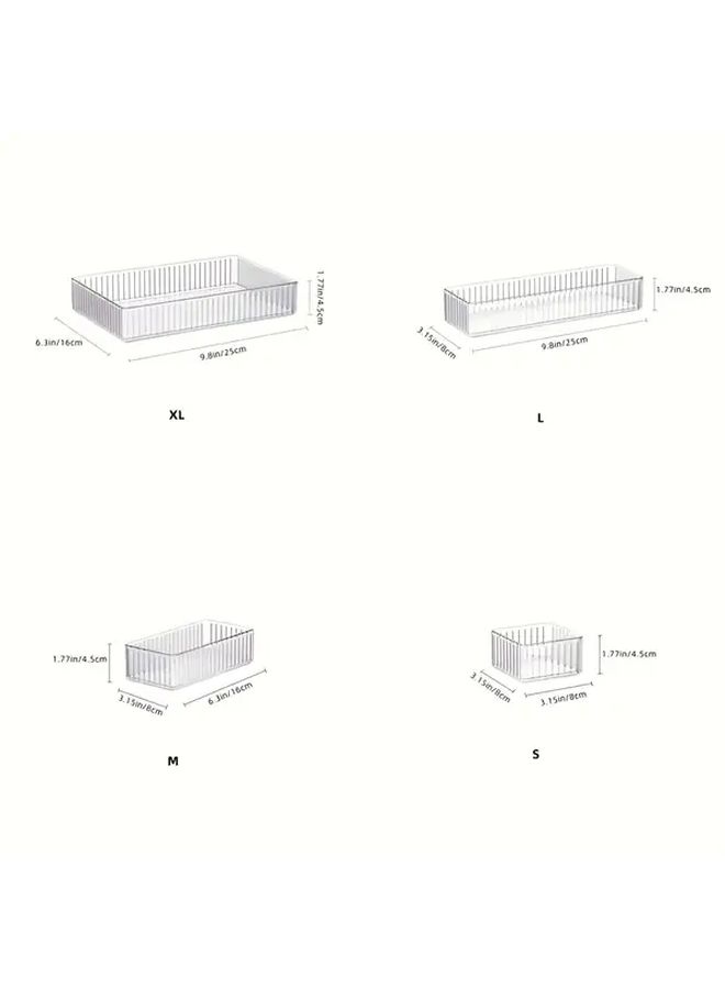 4 قطع منظم درج بلاستيكي قابل للتكديس مع أرفف قابلة للتعديل وتصميم موفر للمساحة - Image 3