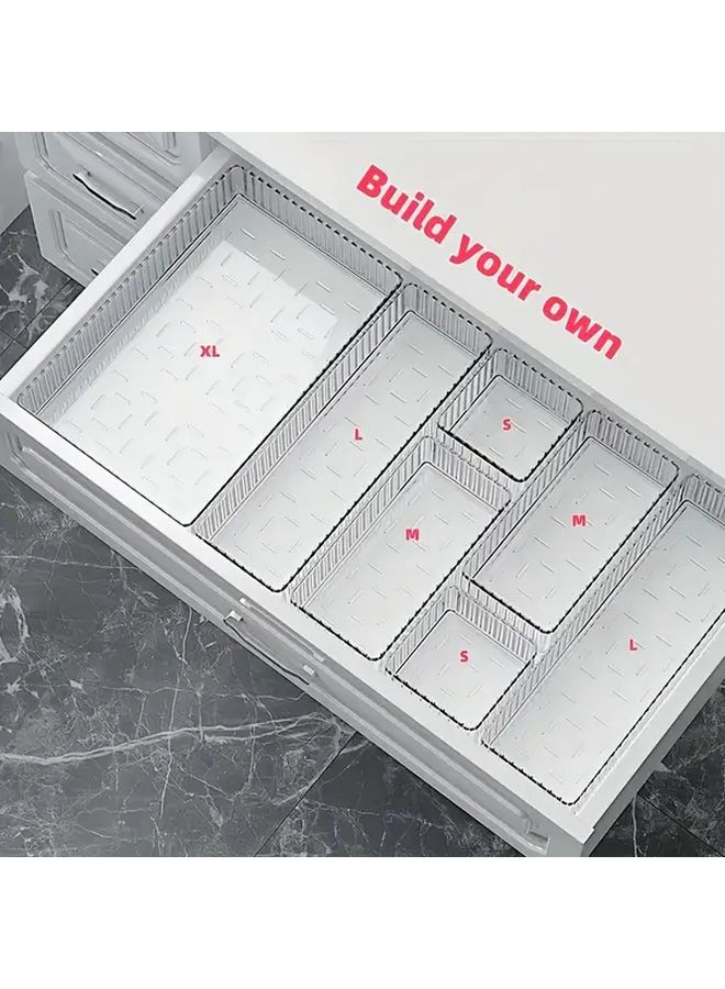 4 قطع منظم درج بلاستيكي قابل للتكديس مع أرفف قابلة للتعديل وتصميم موفر للمساحة - Image 2