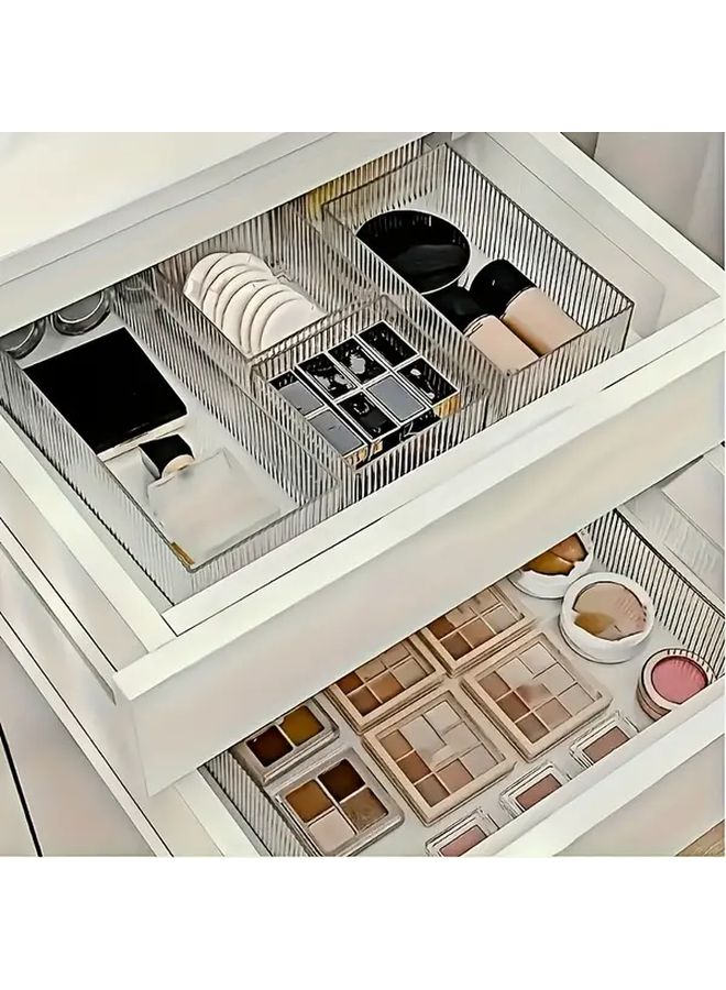 4 قطع منظم درج بلاستيكي قابل للتكديس مع أرفف قابلة للتعديل وتصميم موفر للمساحة - Image 5