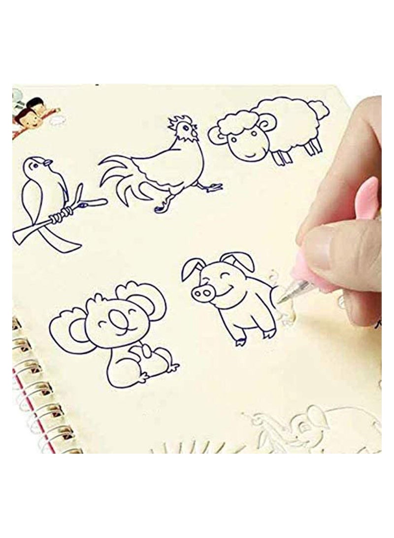 Magic Copybook Reusable Handwriting Tracing Practice kit Preschool Calligraphy Set for Preschools Grooves Template Design and Aid 4 Books - Image 2