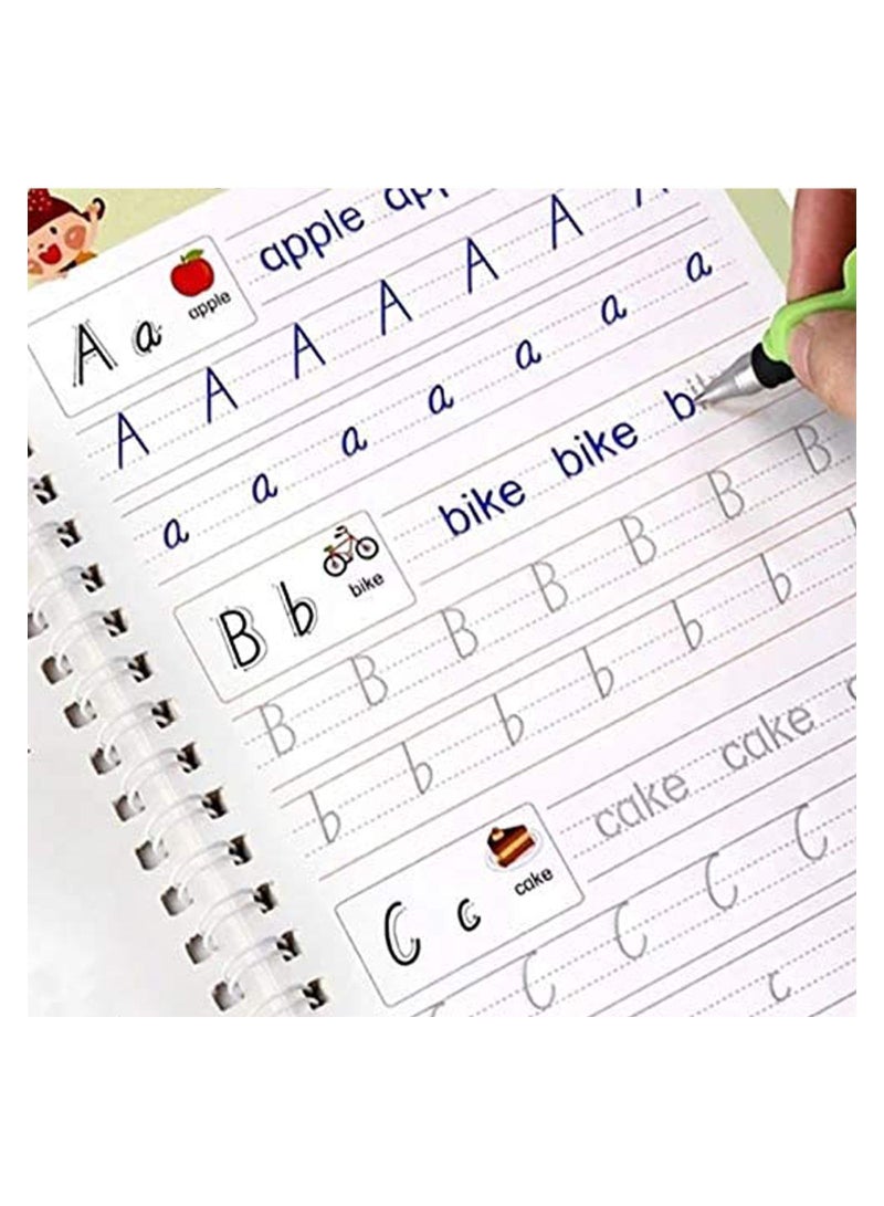 Magic Copybook Reusable Handwriting Tracing Practice kit Preschool Calligraphy Set for Preschools Grooves Template Design and Aid 4 Books - Image 3