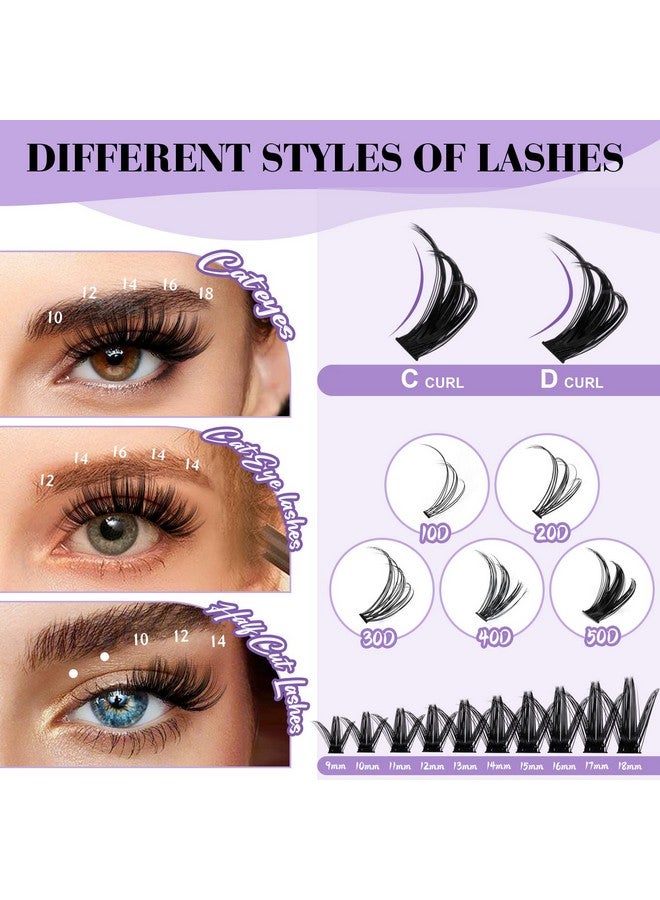 B&qaugen B&Q Manga Lash Clusters Diy Individual Lashes 50D0.07D916Mix 300 Pcs False Eyelash Cluster Manga Lashes Cluster 30D 40D 50D D Curl Lash Clusters Diy Lash Extensions At Home (50D0.07D916Mix) - Image 5