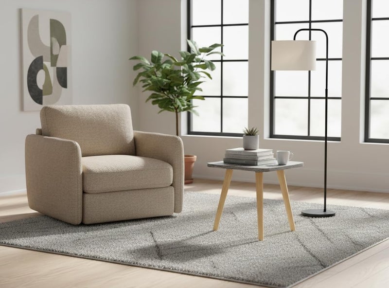 FendiHomModern Square Wooden Side Table with 3 Color Options (Natural Oak, Classic White, Elegant Gray) – Small Accent Table for Living Room, Bedroom, or Office (Gray Marble) - Image 4