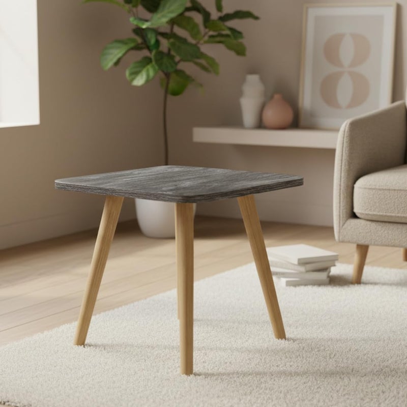 FendiHomModern Square Wooden Side Table with 3 Color Options (Natural Oak, Classic White, Elegant Gray) – Small Accent Table for Living Room, Bedroom, or Office (Gray Marble) - Image 2