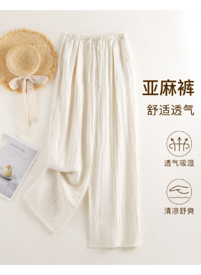Moonbadi Breathable Linen Pants: Lightweight High-Waisted Wide-Leg Trousers For Women, Loose, Comfortable, And Non-Sweaty - Image 1