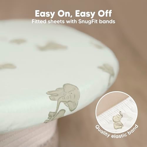 KeaBabies 2-Pack Baby Bassinet Sheets Girl, Boy - Viscose Derived from Bamboo Fitted Bassinet Sheets Compatible with Halo Bassinest Swivel Sleeper, Baby Delight, Graco Bedside Bassinet Mattress Sheet (Elly) - Image 5